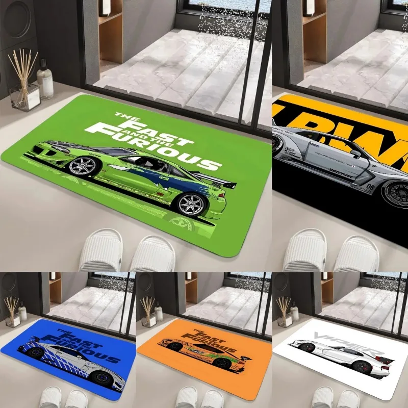JDM Car Floor Mat Graphic Printed Flannel Doormats for Bathroom Kitchen Entrance Carpet Floor Mat Home Decor