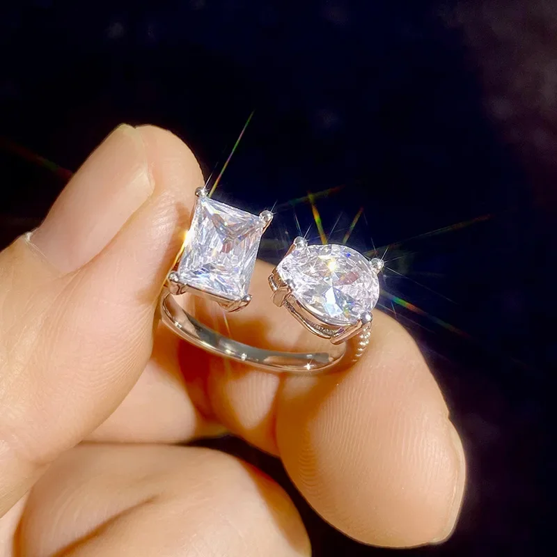 2026 New European and American Water Drop Geometric Ring for Women with Adjustable Square Opening Fashion Accessories