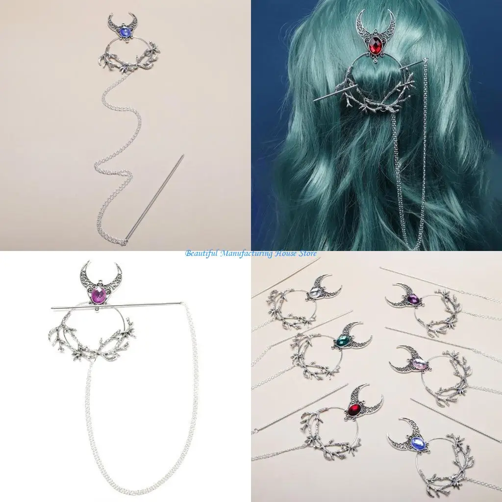 E56A Vintage Witchcraft Hairpin in Intricate Hairpin Hair Adornment For Women Embracing Retro And Mystery