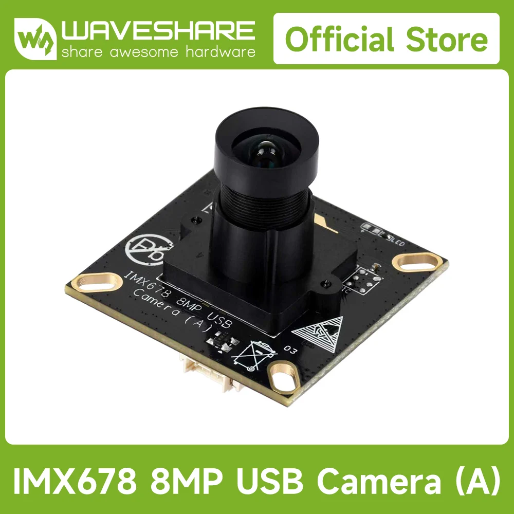 وحدة كاميرا USB Waveshare IMX678 8MP M12، شريحة مستشعر IMX678، منفذ USB2.0، حساسية أفضل في حالة إضاءة منخفضة