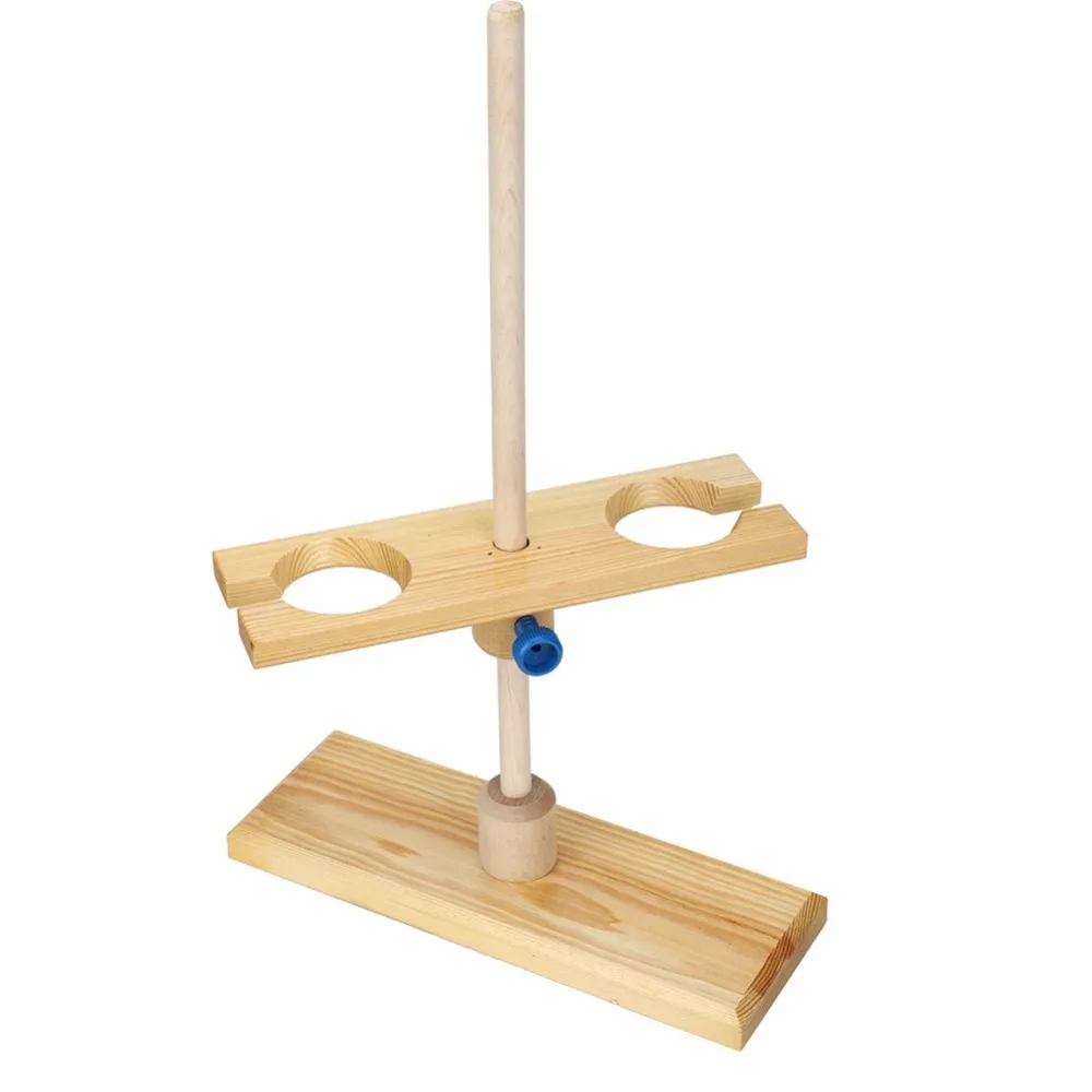2 Hole Wood Funnel Stand 2 Hole Height Adjustable Separatory Funnel Holder Solid Structure Lightweight Wood Funnel Stand