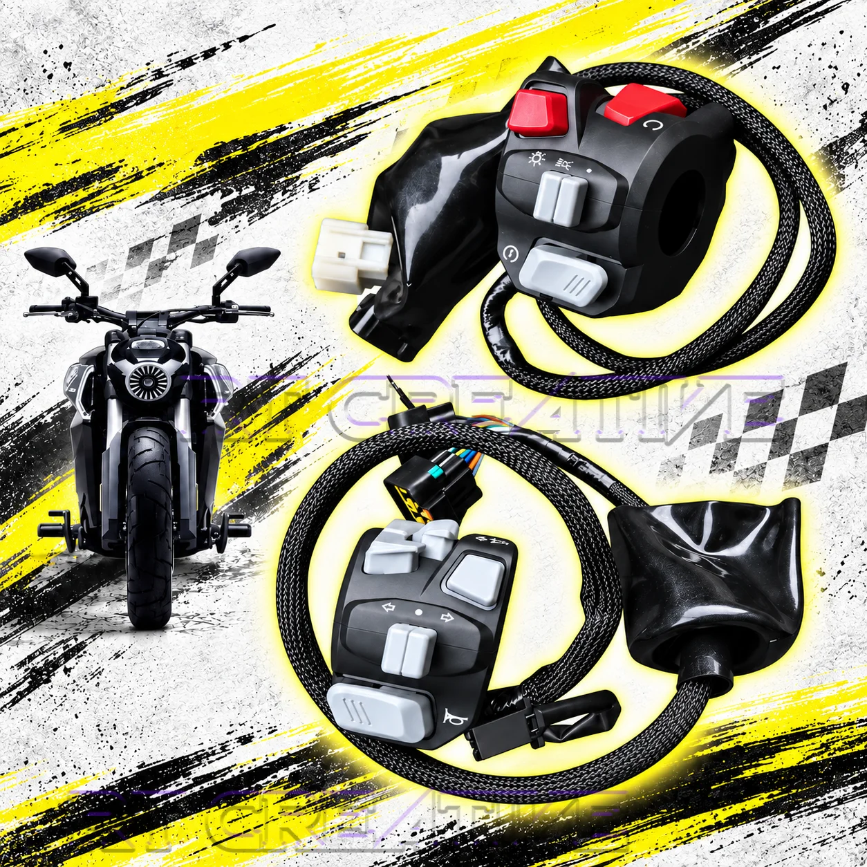 Complete Handlebar Power Control Switch Assembly For BENDA LFC700 BD700 Motorbike Repair Parts
