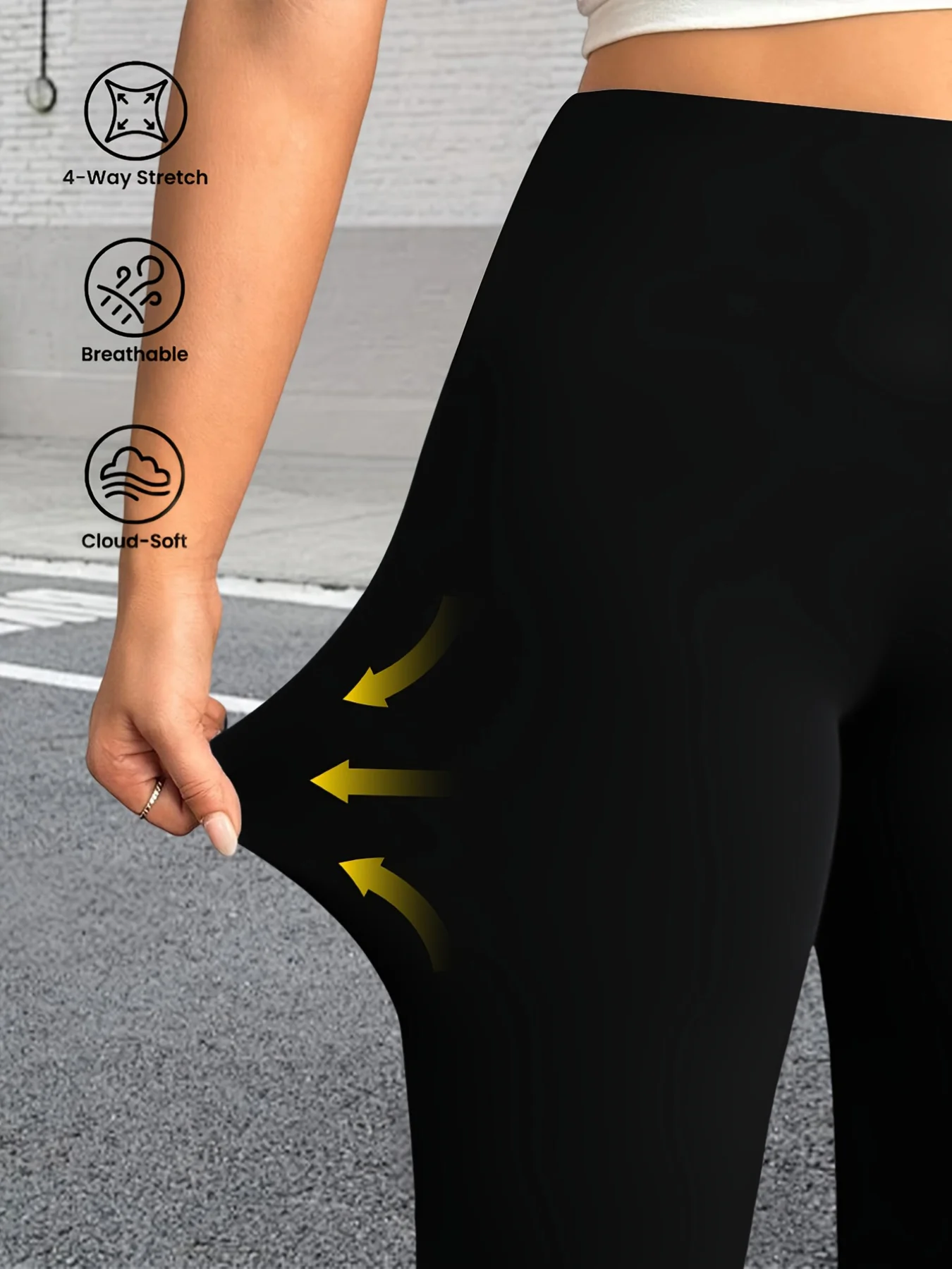 순수한 검정색 여성용 벨바텀 팬츠, 하이웨이스트 탄력 슬림핏, 홈 레저, 스포츠, 요가에 적합