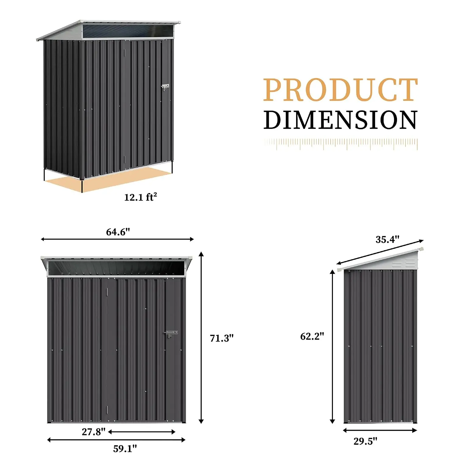 5x3 FT Outdoor Storage Shed with Window & Lockable Door | All-Weather Small Metal Tool Shed for Backyard Patio, Customized