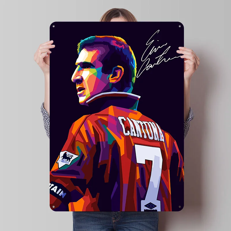 Eric Cantona WPAP Pop-Art Blechposter Individuelle Wandkunst Vintage Metallschilder Retro Blechplakette zur Dekoration Wohndekor-Artikel