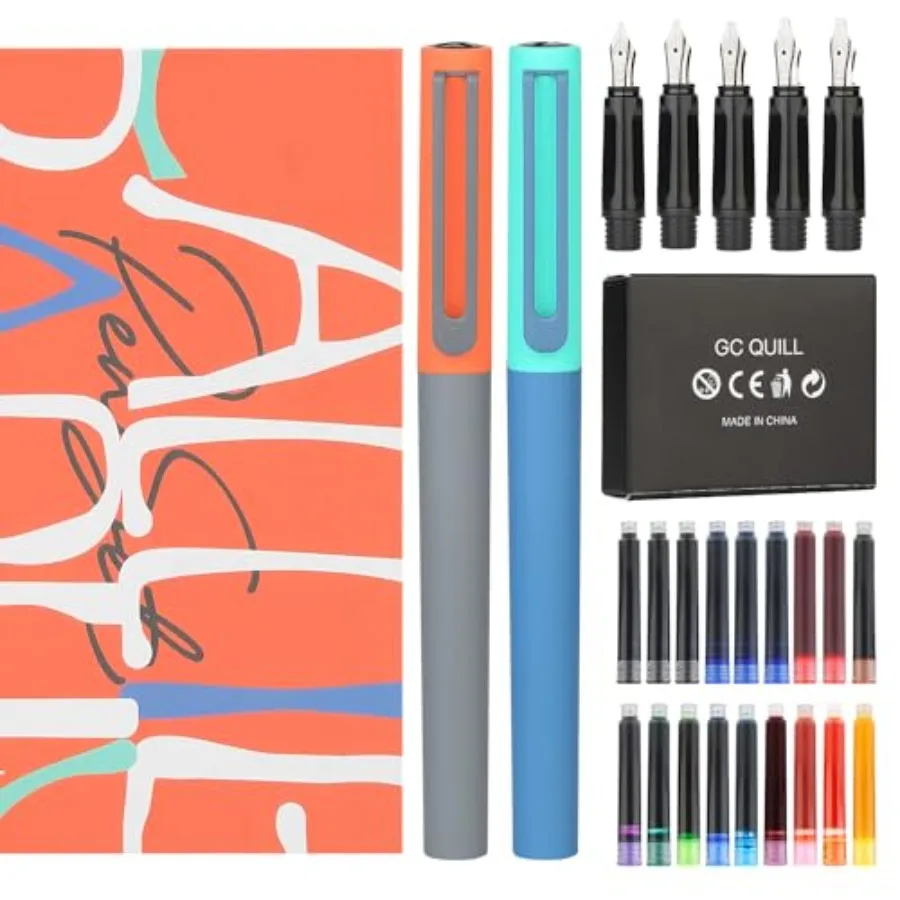 Calligraphy Fountain Pen Set 5 Different Nibs and 18 Ink Cartridges Calligraphy Set for Beginne MU20