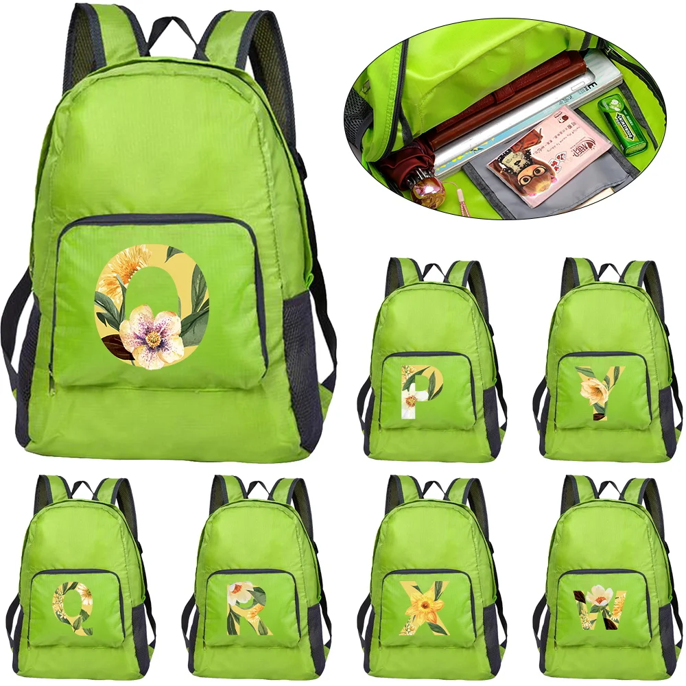 

New Floral Letter Printed Folding Hiking Bag Ultra-light Outdoor Cycling Travel Backpack Portable Folding Backpack