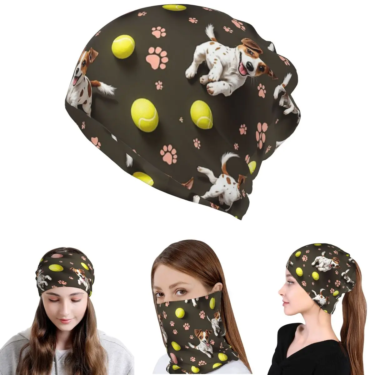 Jack Russell Terrier Dog Bandana Neck Gaiter Mask Scarf Warm Face Mask Beanies Hat Unisex Adult Washable