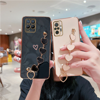 Love Heart Wrist Chain Phone Holder Case For Oppo Realme 8 Pro 5 5i 6i 8i 9 9i 10 C21 C21Y C25Y C33 C35 C55 Pro Bracelet cover