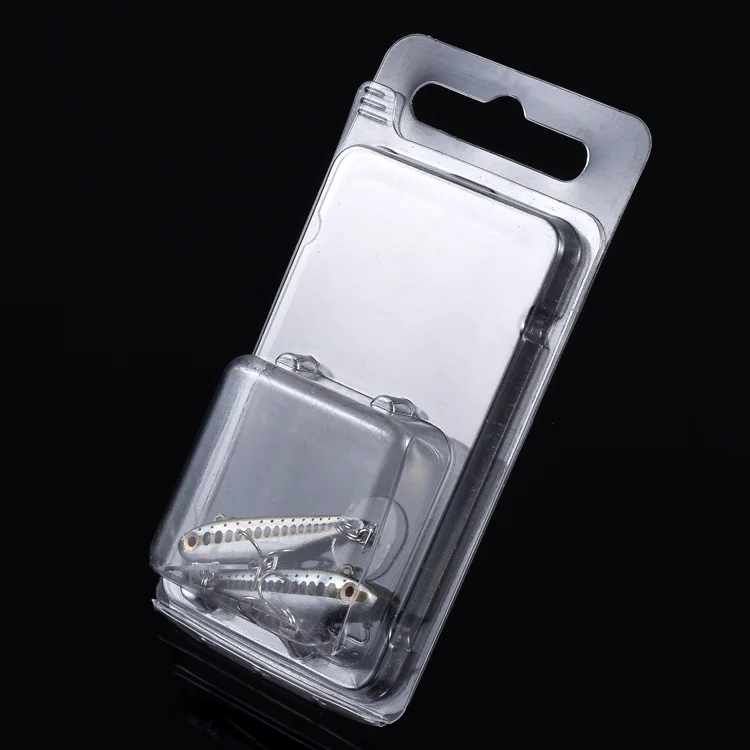 شفافة شفافة المواد المعاد تدويرها البلاستيك الحيوانات الأليفة نفطة البطلينوس قذيفة هدية صندوق عرض الصيد هوك الطعم بقعة #5