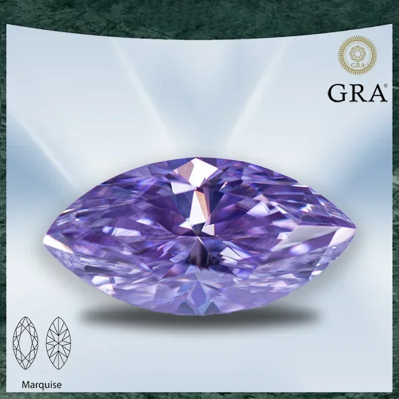 

Moissanite Stone Marquise Cut Light Purple Color VVS1 with GRA Certificate for Gemstone Charms Advanced Jewelry Making Materials