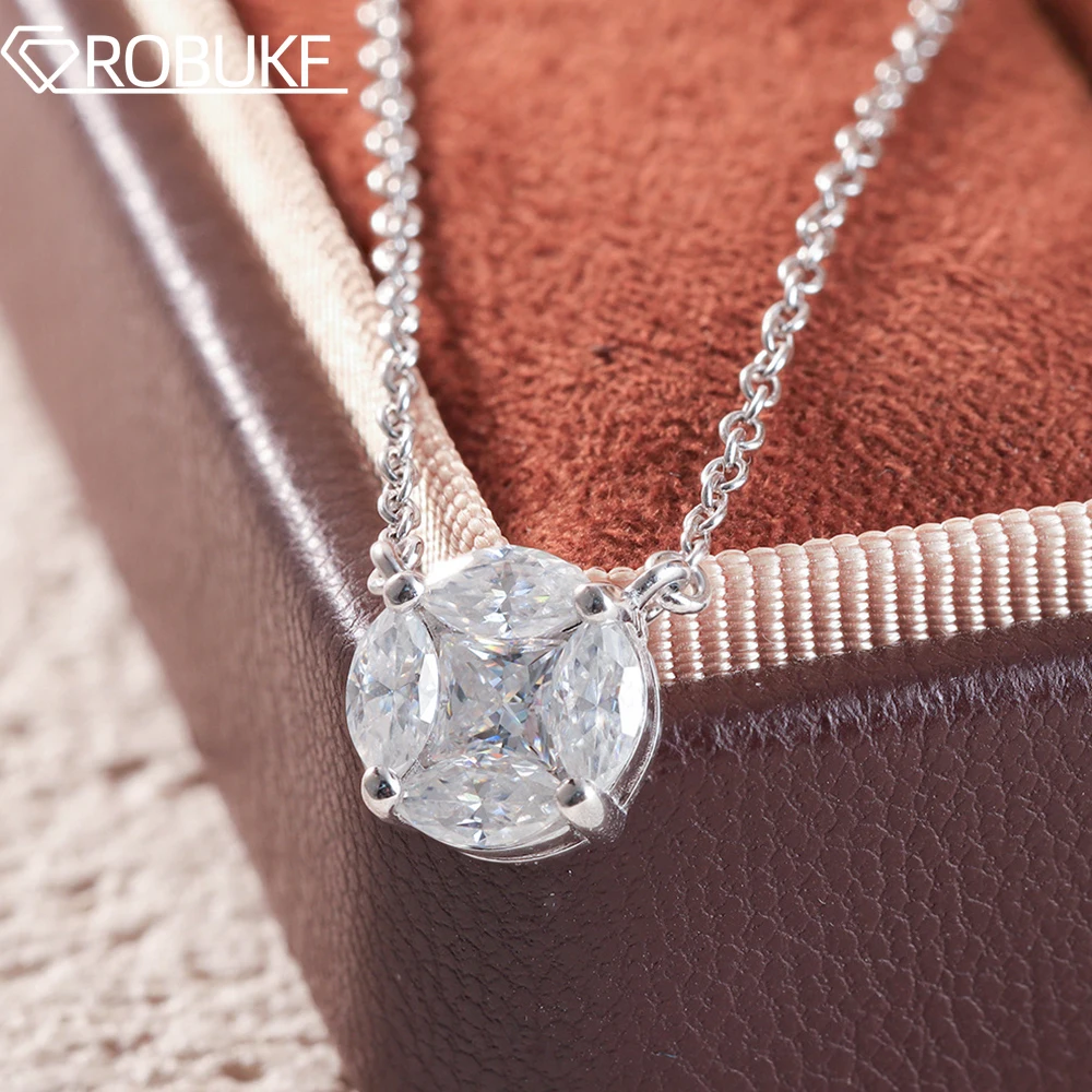 

Full Moissanite Pendant Necklace for Women Princess Marquise Cut Lab Diamond with Certificate 925 Sterling Silver Fine Jewelry