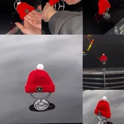 Hand Knitted Red Christmas Hat Gift Cute and Trendy Car Ornament For Mercedes Benz W203 W204 W205 W210 W211 W212 W213 W214 W220