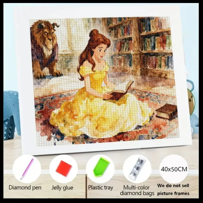 

1 шт. Disney Princess Belle & The Beast 5D полный дрель набор для алмазной живописи, DIY сказочный кристалл со стразами, художественное ремесло, расслабляющий H