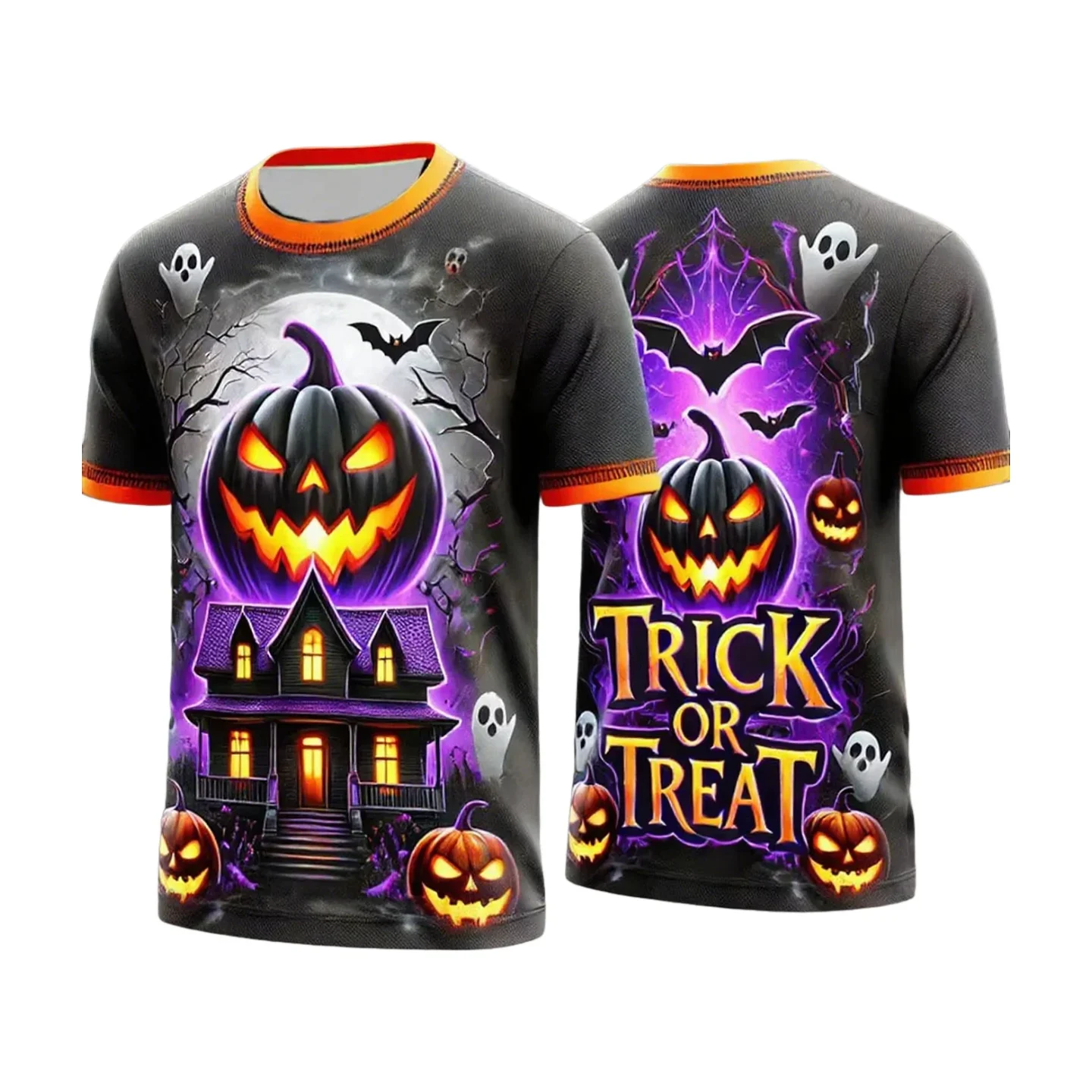 

3D pumpkin print Halloween T-shirt, Harajuku 2025 T-shirt, Halloween T-shirt, men's and women's clothing, short-sleeved T-shirt