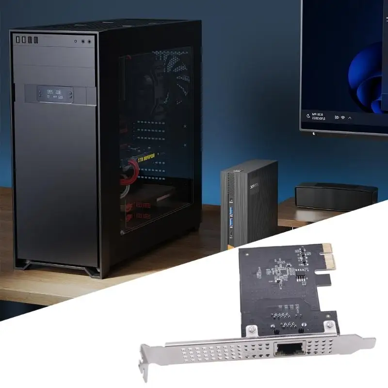 Y1UB Metal RJ45 Gigabit Ethernet Adapters PCIe 2.5Gbps Speed PCIe Networking Card Supports 10/100/1000M Networking Standards