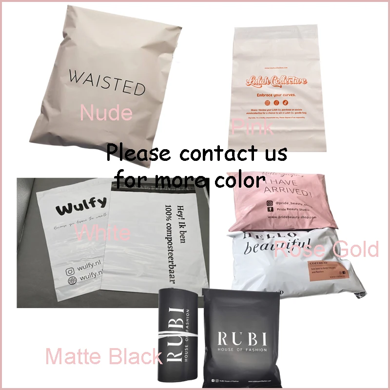 Custom Printed Logo Nude Poly Mailer for Delivery Clothing Gift Packaging Shipping Bags Orders Extra Large Small Bags Black