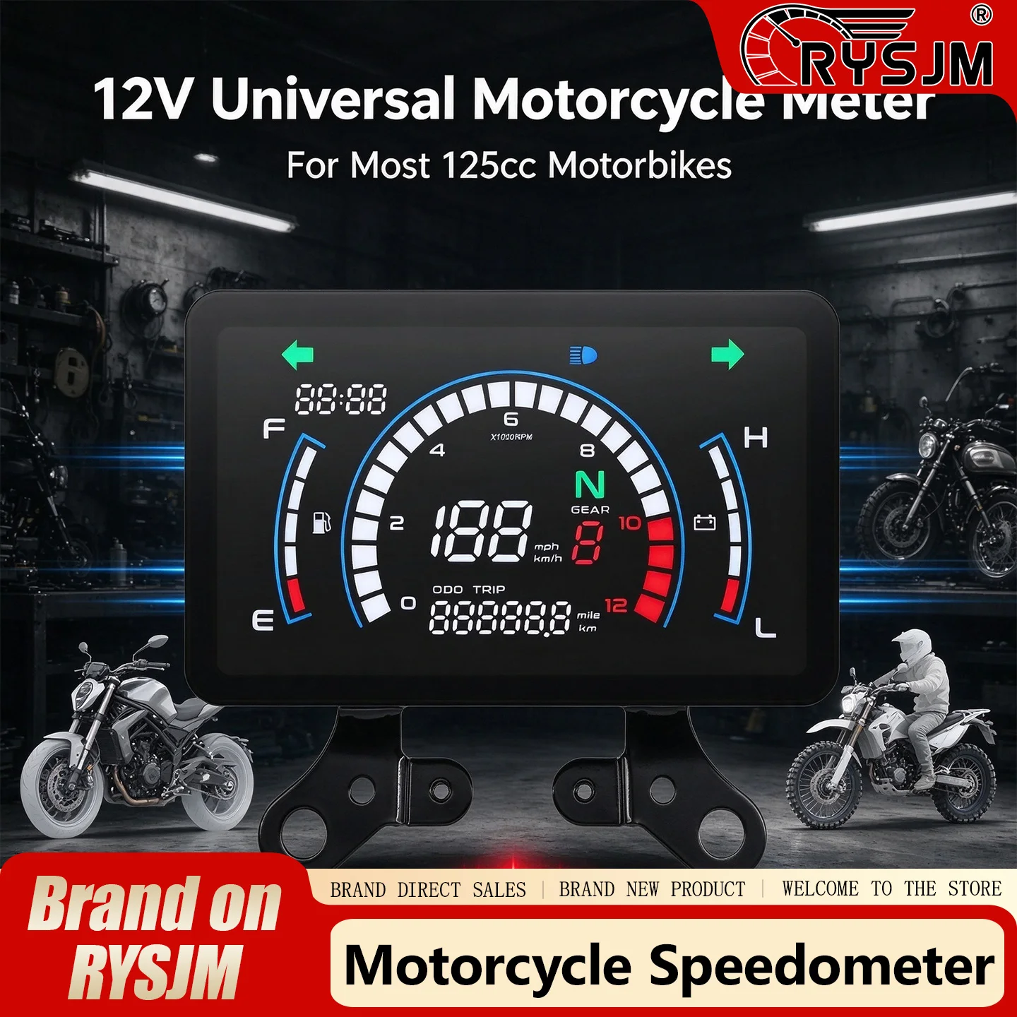 Universal Motorcycle LCD Digital Speedometer Odometer RPM Gear Fuel Water Temp Voltage Gauge Dashboard for Honda EX5 Motorbike