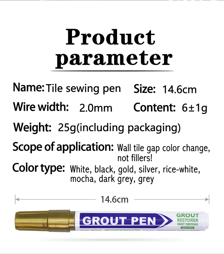 Weißer Fugenstift in 8 Farben, Wasserfester Wandfugen-Restaurierungsstift für Badezimmerwand und Boden, Dekontaminations- und Nahtreparaturstifte – Detail 18