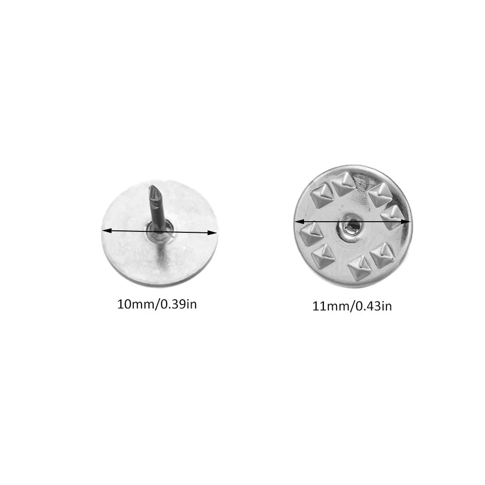 10pcs 10/12/14mm Stainless Steel Brooch Clasp Base Round Pin Backing For DIY Jewelry Making Supplies Accessories Crafts Findings