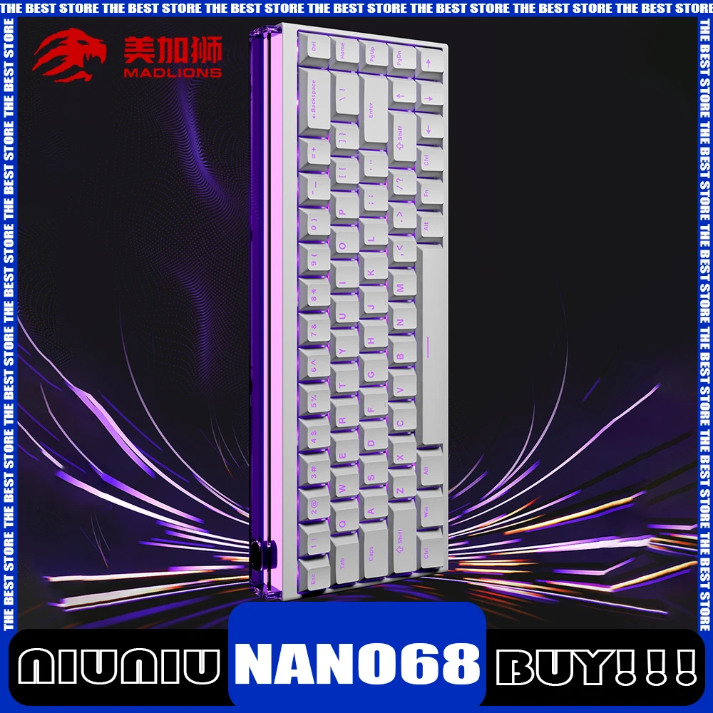 Madlions NANO68 Mechanical Keyboard Magnetic Axis Wired RGB 8k Return E-sports Gaming Keyboard Office Pc Gamer Accessory Gifts