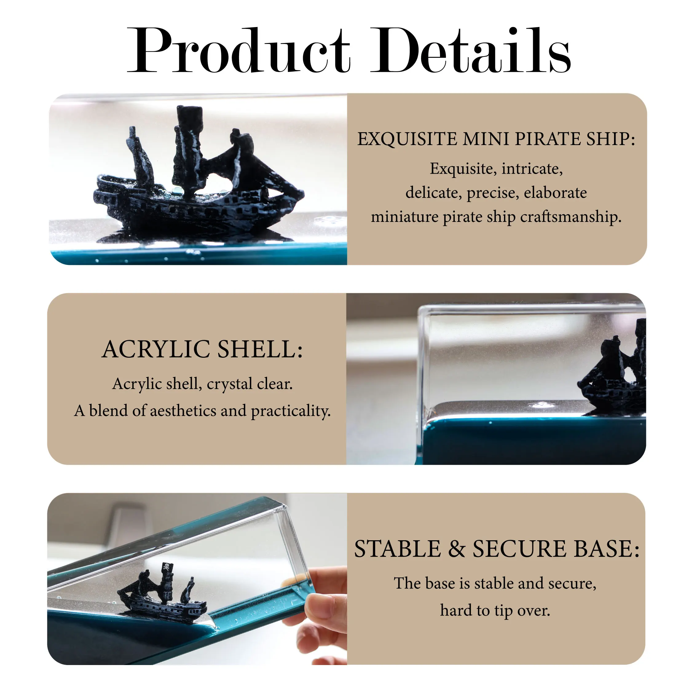 سائل الرحلات الانجراف زجاجة سطح المكتب زينة زخرفية هدية التخرج هدية عيد ميلاد سفينة القراصنة الحلي الزخرفية #3