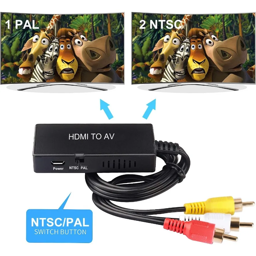1080P HDMI-zu-AV-Konverter, HDMI-kompatibel zu RCA Composite Video Audio Adapter, unterstützt PAL/NTSC für TV Stick Android TV Box – Detail 5