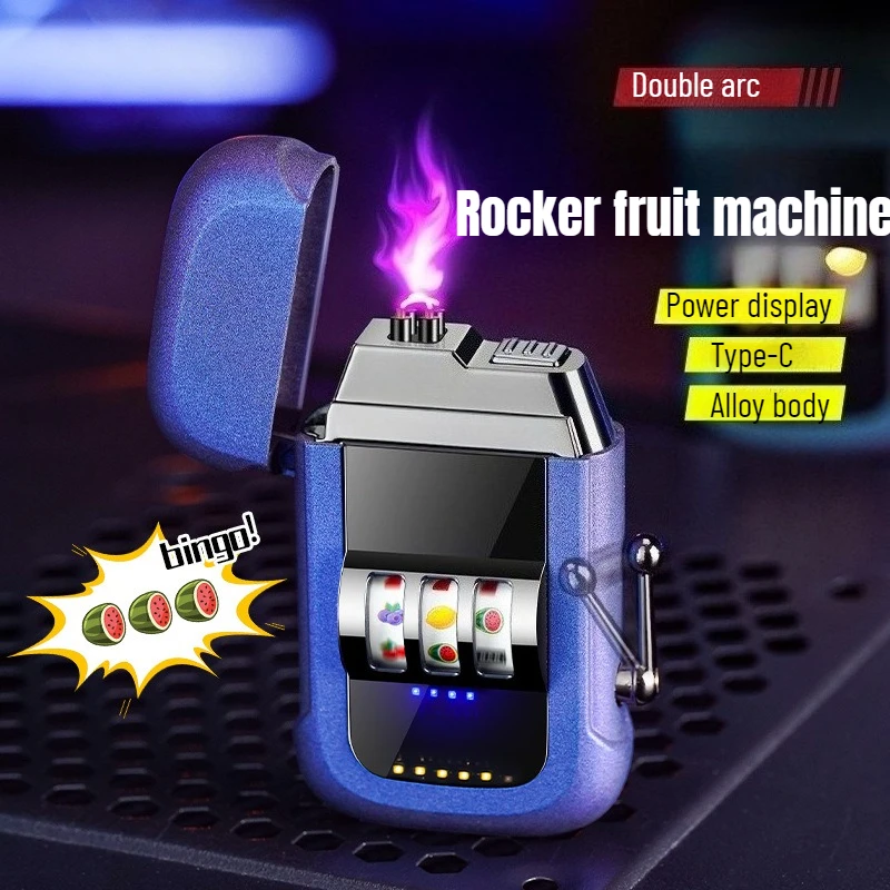 

Personalized Creative Double Arc Lighter Alloy Material TYPE-C Charging Fun Fruit Machine Playing with Men's Cigarette Lighter