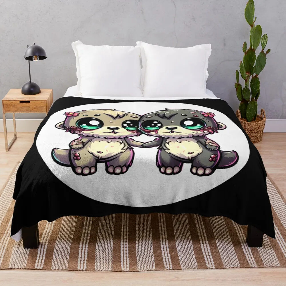 Zombie Otters: Fluffy, Cute, and Undead Throw Blanket Soft Plush Plaid Decoratives Comforter Bed Blankets