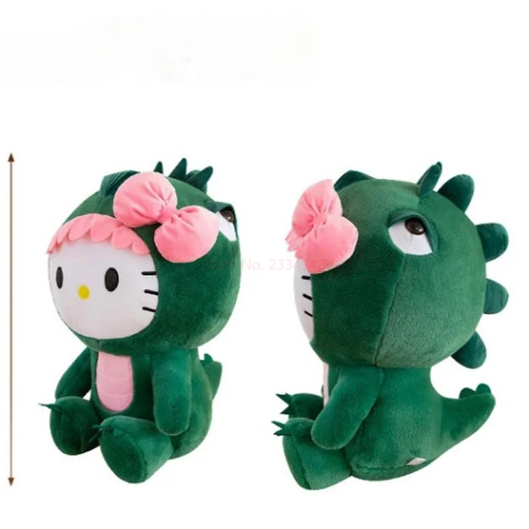 35cm Hello Kitty Cos dinosaurio Kawaii dibujos animados muñeco de peluche juguetes suave almohada cojín trasero niñas regalos de cumpleaños