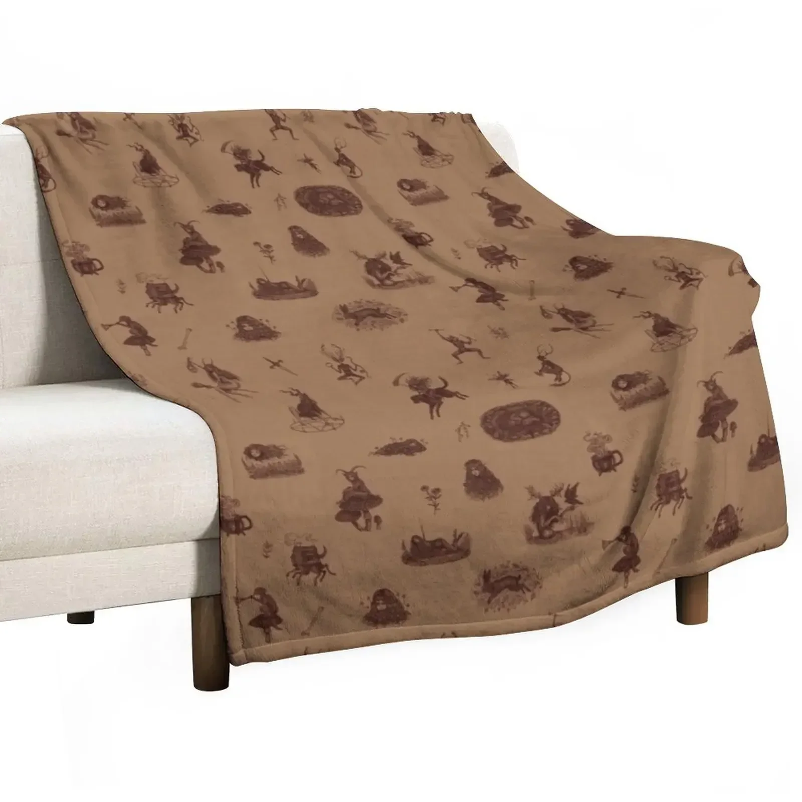 

Folk Horror in brown Throw Blanket Designers halloween Thin Blankets