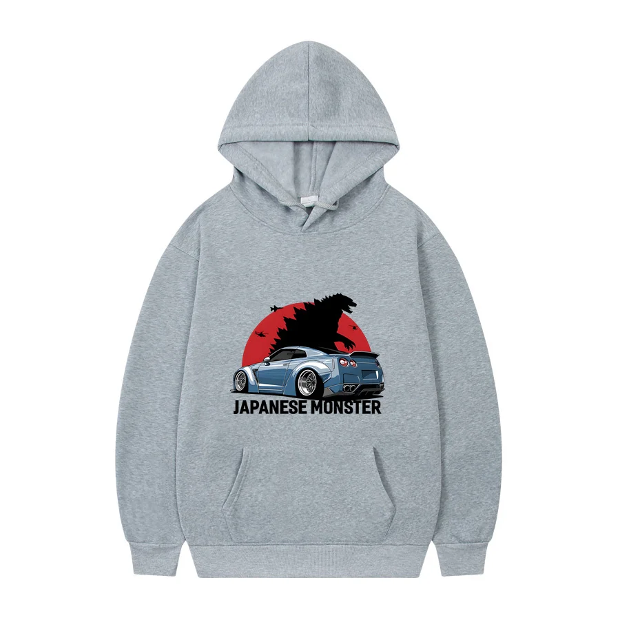 

Cool Japanese Monster Printing Man Pullover Warm Harajuku Hoody For Men Street Fashion Mens Hooded Sweatshirt2023