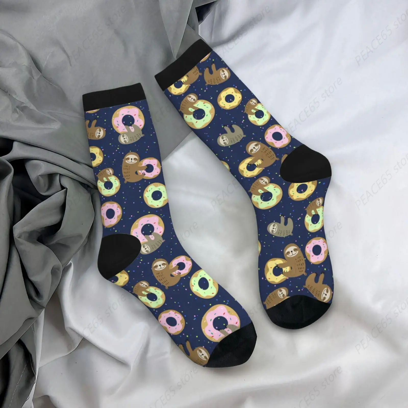 Cute Sloth Donut Fun Novelty Socks For Men Women, Funny Crazy Crew Socks Casual Dress Socks Gifts