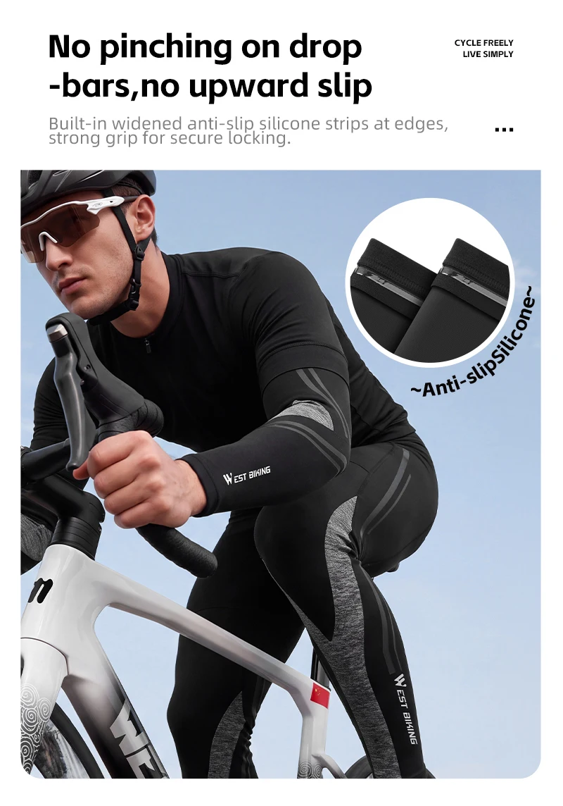 WEST BIKING Fahrrad-Beinwärmer und Armstulpen-Set, Fleece-Thermo-Winter-Fahrrad-Beinkompressionsabdeckungen, Rutschfeste MTB-Rennrad-Ausrüstung – Detail 5