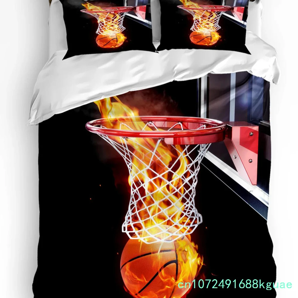 Flame Basketball Ball Box Printed Comfort Duvet Cover Pillow Case Home Textile Quilt Cover Boy Kid Teen Girl 3pcs Bedding Set