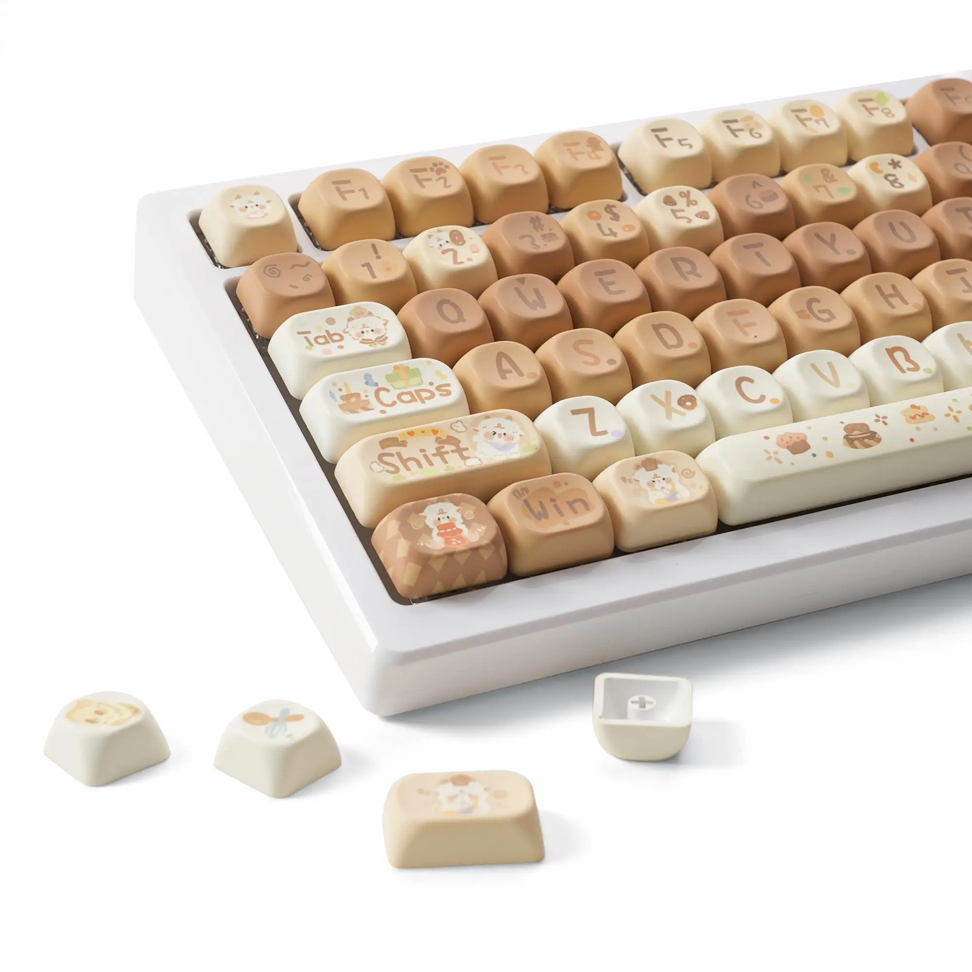 

Womier MOA Profile Dye-Sublimation PBT Keycaps Cream Color Keyboard Keycaps for Cherry Gateron MX Switches Mechanical Keyboard