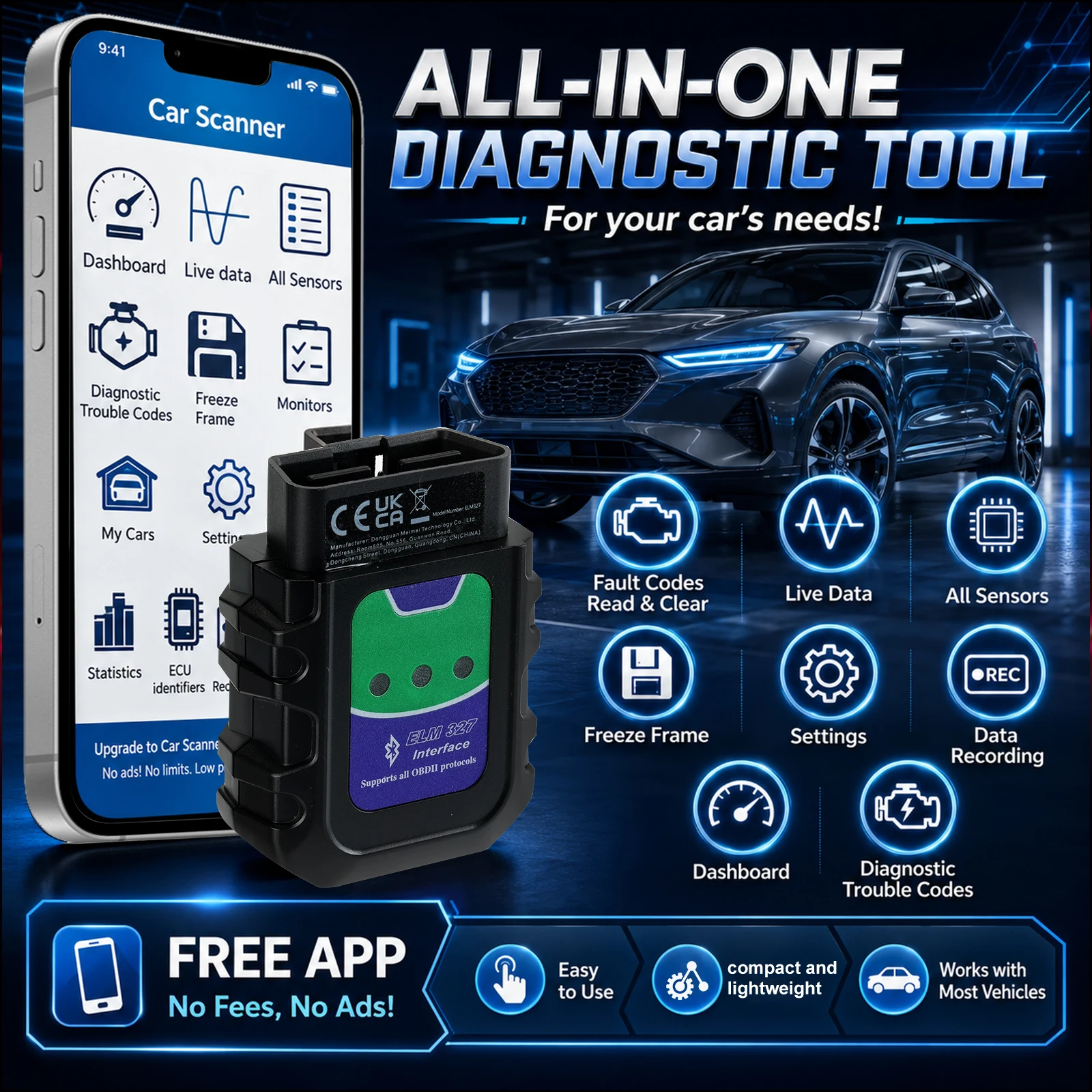 ELM327 Car Diagnostic Scanner 2026 OBD2 Code Reader