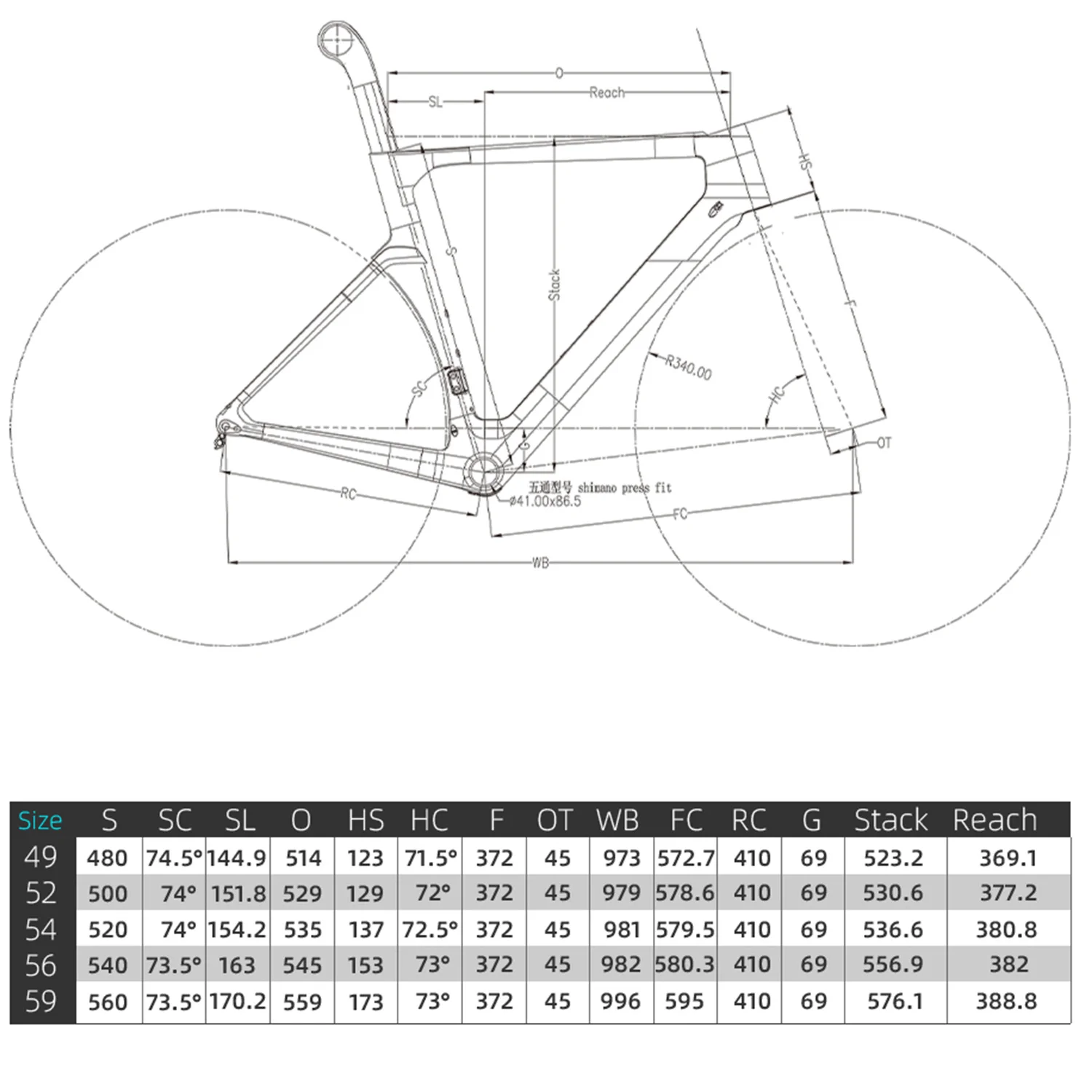 Max 25C Tires T1000 Aero Carbon Road Bike Frame 140mm Disc Brake Tideace Full Carbon Fiber Bicycle Frameset with Handlebar
