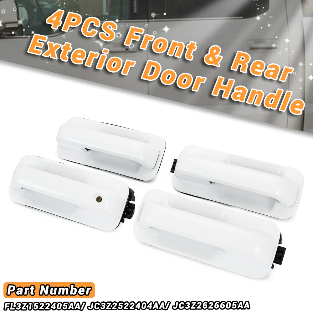 4PCS Pearl White Door Handle Set Front & Rear For Ford F150 Pick-up Truck FL3Z1522405AA JC3Z2522404AA JC3Z2626605AA