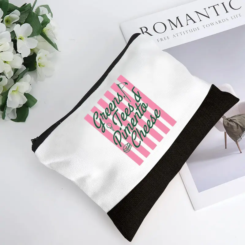 

Masters Inspired Black White Splited Makeup Bags Makeup Storage Bag Travel for Women Multi Functional National Golf Club Bags
