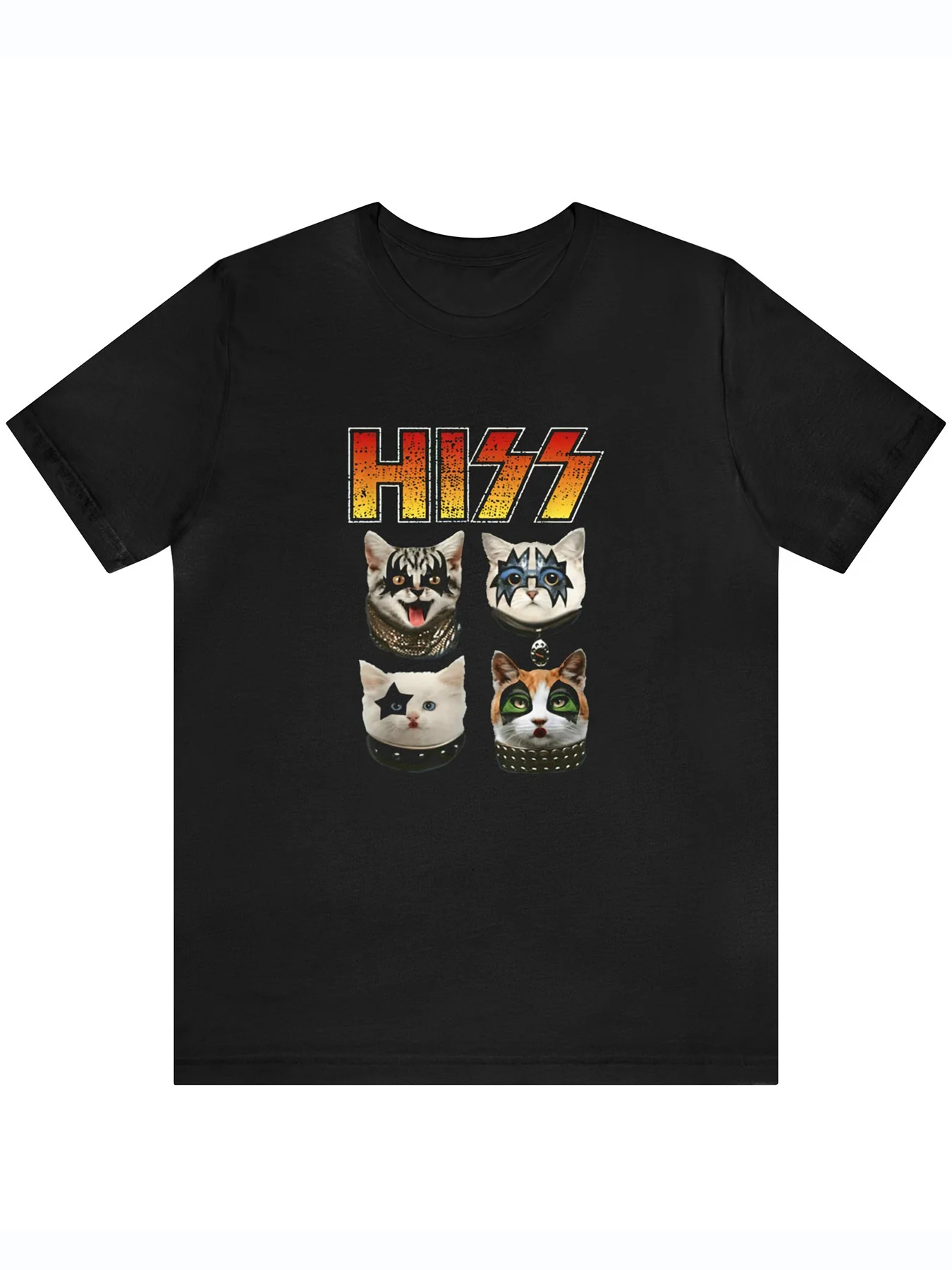

Comfy Cotton Men's Casual Cat Pattern Stretch Round Neck Tee Shirt For Summer