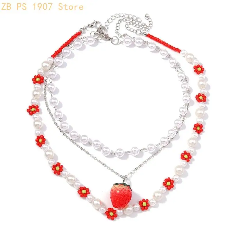 

Pendant Necklace Strawberry Neck Jewelry for Youthful Couple or Close Friend 55KA