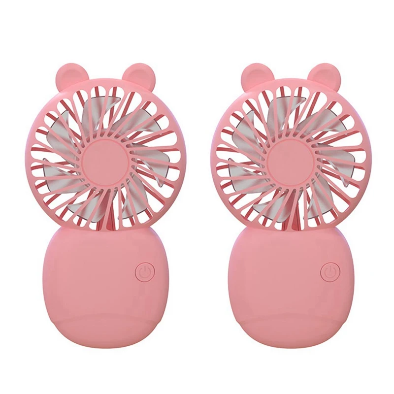 

ABRU-2X Summer Portable Mini Fan Small Pocket Fan Cartoon Fan Hand-Held Fan For Outdoor Mini Electric Fan,Pink
