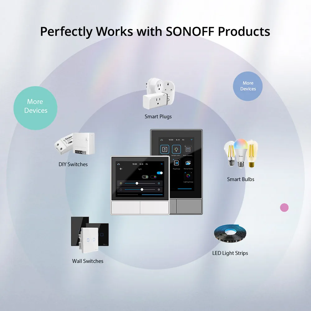 SONOFF NPanel Smart Scene HMI Saklar Dinding Putih EU/US Beberapa Kontrol Termostat Tampilan Cuaca Waktu Nyata melalui Aplikasi eWeLink