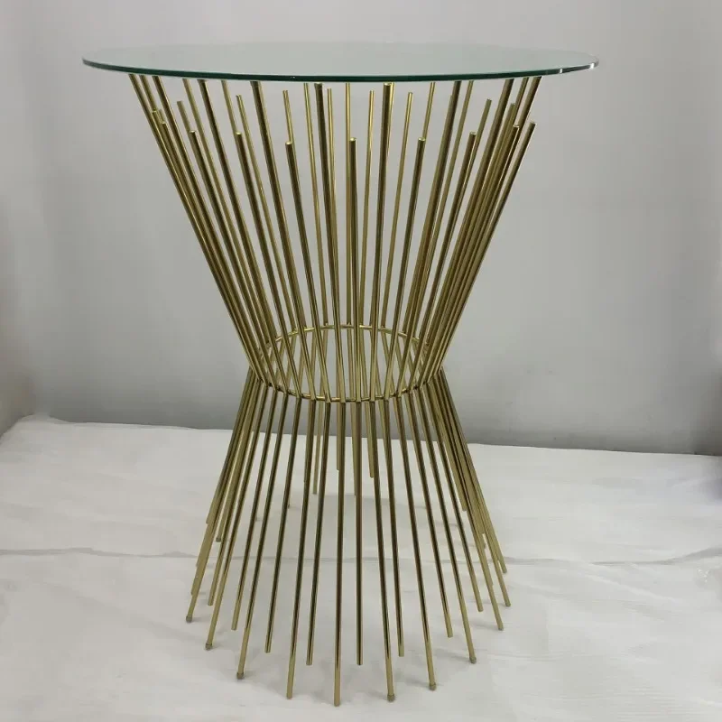 طاولة قهوة أمريكية فاخرة من الفولاذ المقاوم للصدأ مصنوعة من التيتانيوم طويلة وقصيرة/فندق/فيلا بار نموذج فاخر خفيف