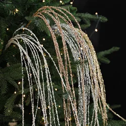 2025 Christmas Tree Supplies Luxury 90CM Sticky Sequins Tassel Wheat Fringe Flower Arrangement Xmas Tree Rattan Decoration 1PCs