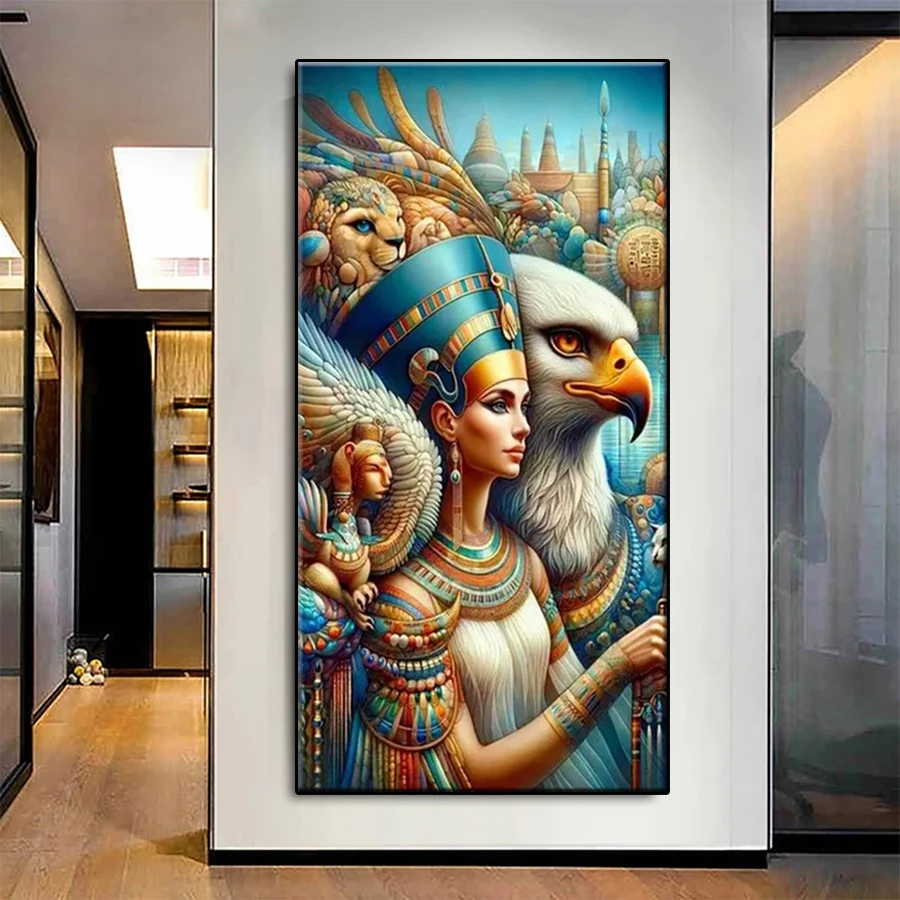 5D DIY Diamond Embroidery Retro Egyptian Queen Pharaoh Full Kits Needlework Diamond Painting Cross Stitch Decor Home