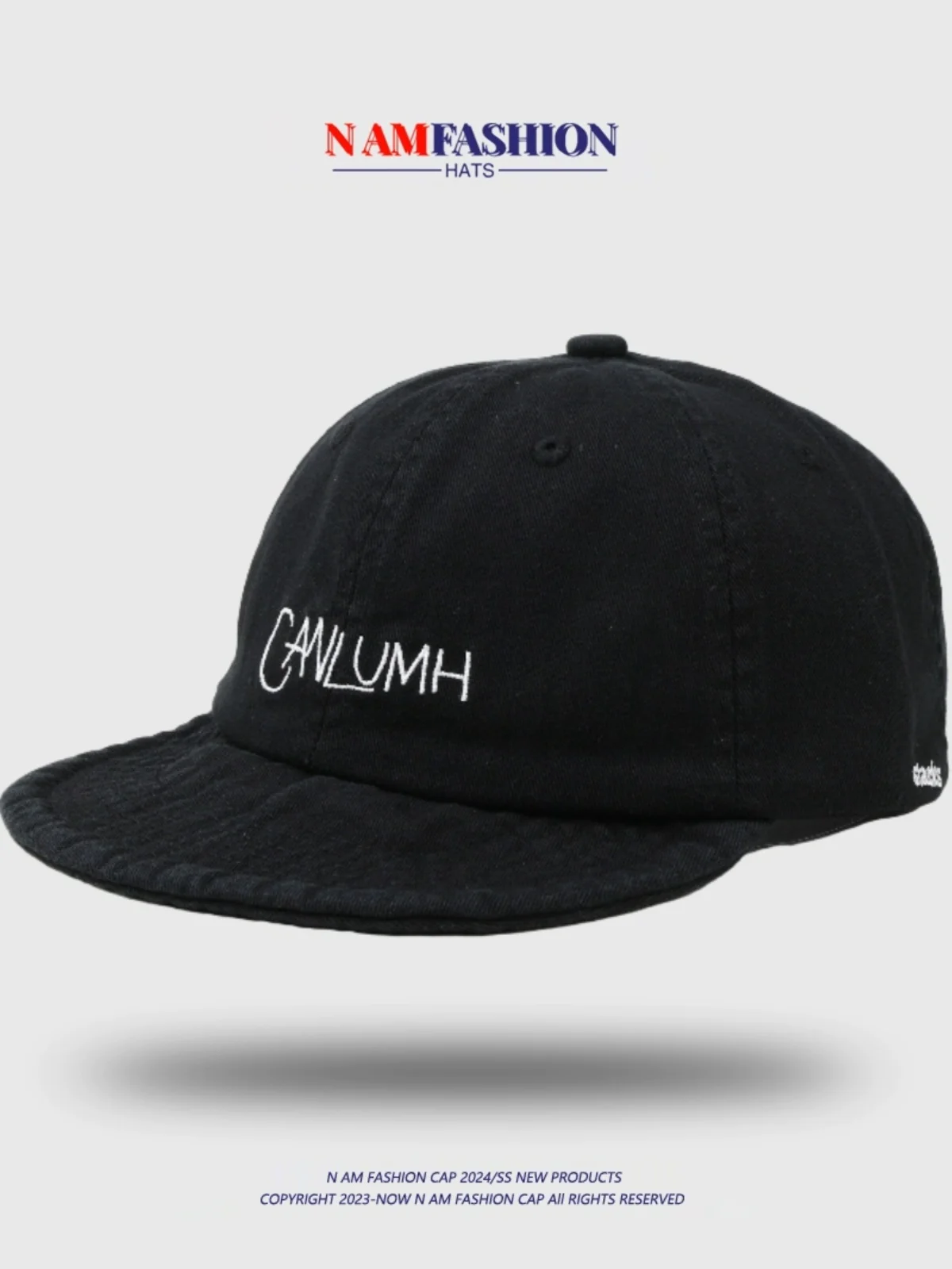 Letter Japanese Short Brim Vintage Washed Cotton Letter Embroidered Peaked Cap Male Baseball Cap Soft Brim Tooling a Hood