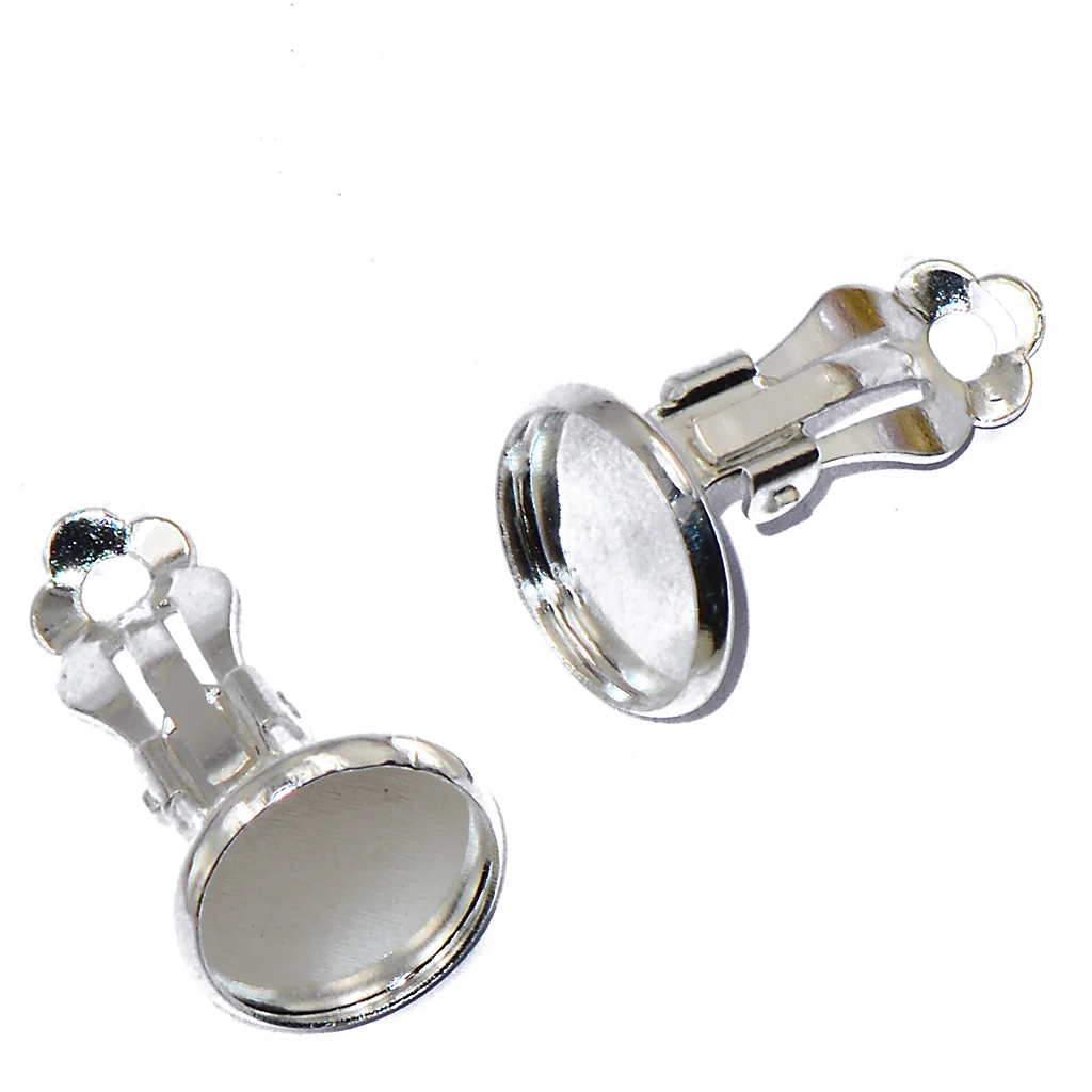 12 مشبك حلق النتائج كابوشون إعداد صنع المجوهرات المستديرة 17 × 14 مم (صالح 12 مم)