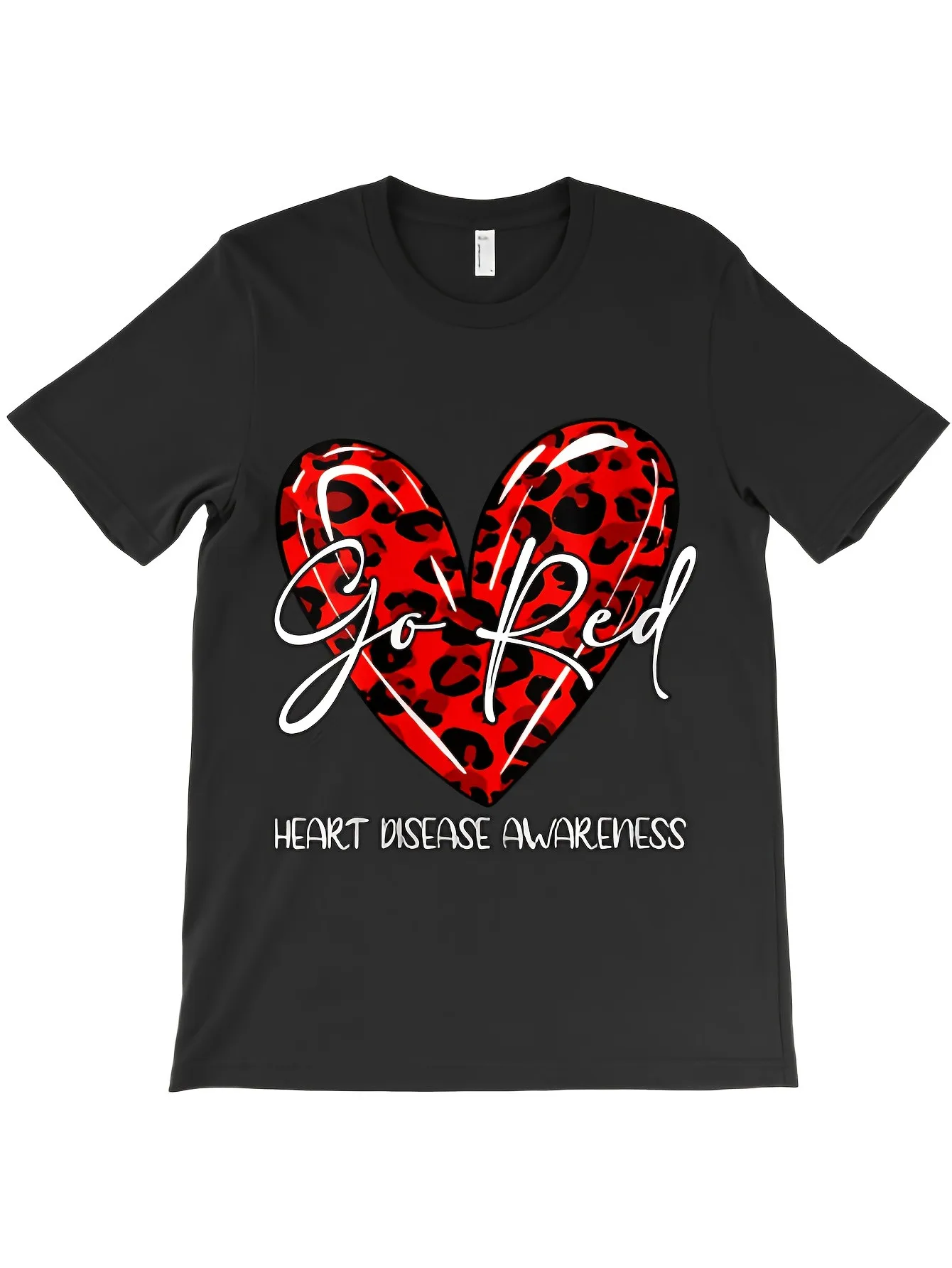 

Top Pick Local Black Red Leopard Heart Graphic T-Shirt